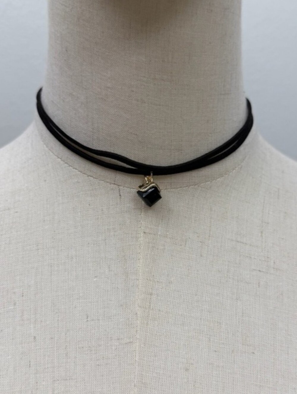 Choker Necklace with Black Charm